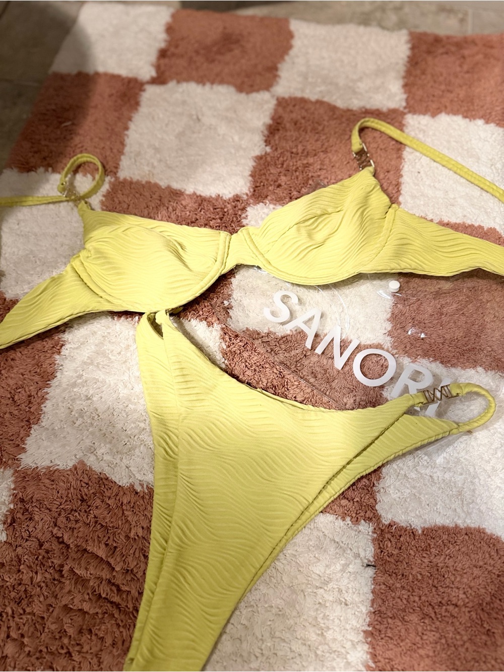 SANOri Textured Lemon Yellow Women's Bikini Set